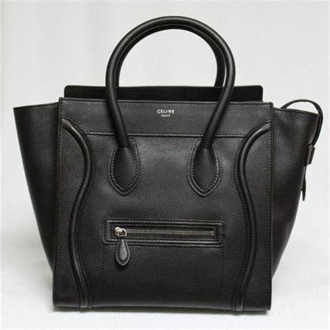 celine mini luggage black pebbled leather|WOMEN'S LUXURY BLACK SMALL LEATHER GOODS .